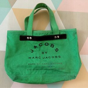 Marc Jacobs Green Canvas Tote with Black Trim and Logo
